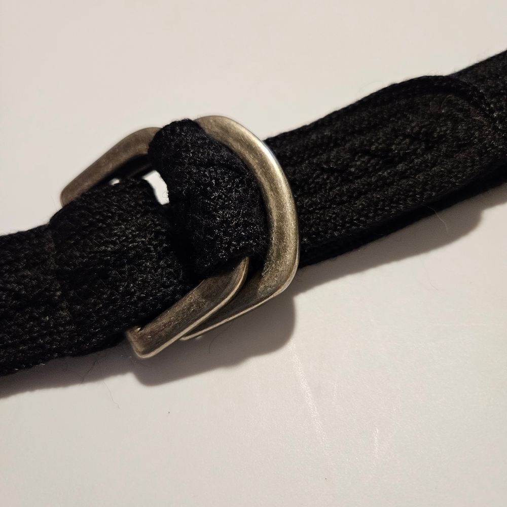 Black Woolblend Belt Silver Hardware Waist 32" Boho/Classic/Casual